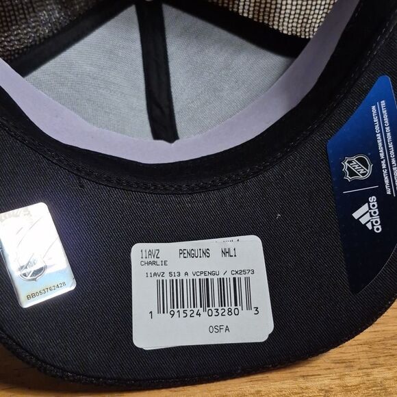 Adidas Pittsburgh Penguins Trucker Snapback Hat - New - Picture 7 of 9